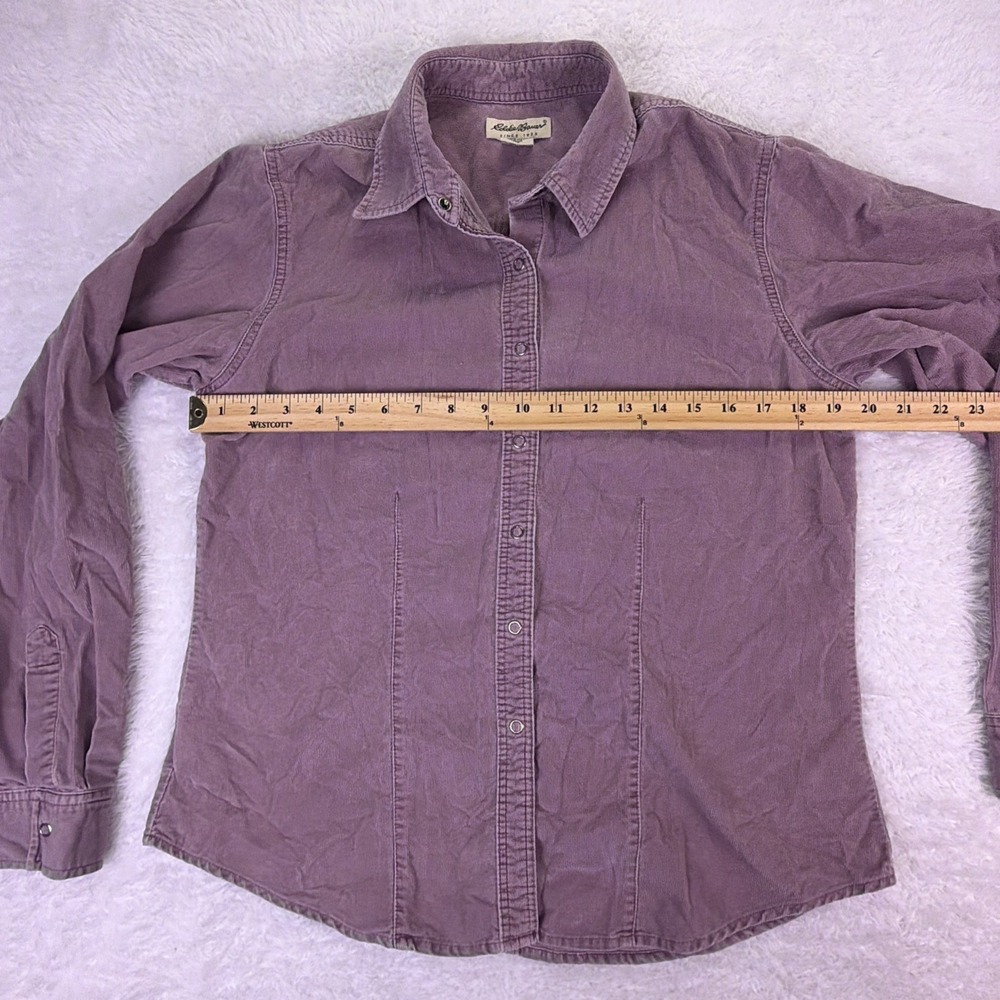 Eddie Bauer Womens M Corduroy Long Sleeve Shirt Snap Buttons - Lavender/Purple - Picture 4 of 6